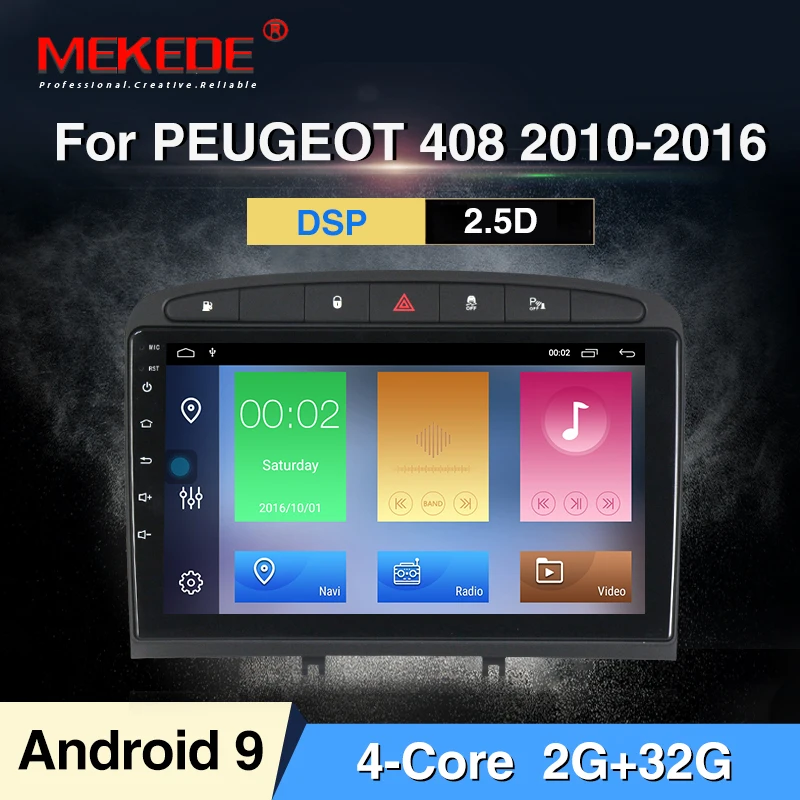 B 32G MEKEDE 9853 4G LTE Android 9 4 Гб 64 ГБ Автомобильный мультимедийный плеер для peugeot 408 для peugeot 308 308SW аудио Радио стерео головное устройство - Цвет: B 32G