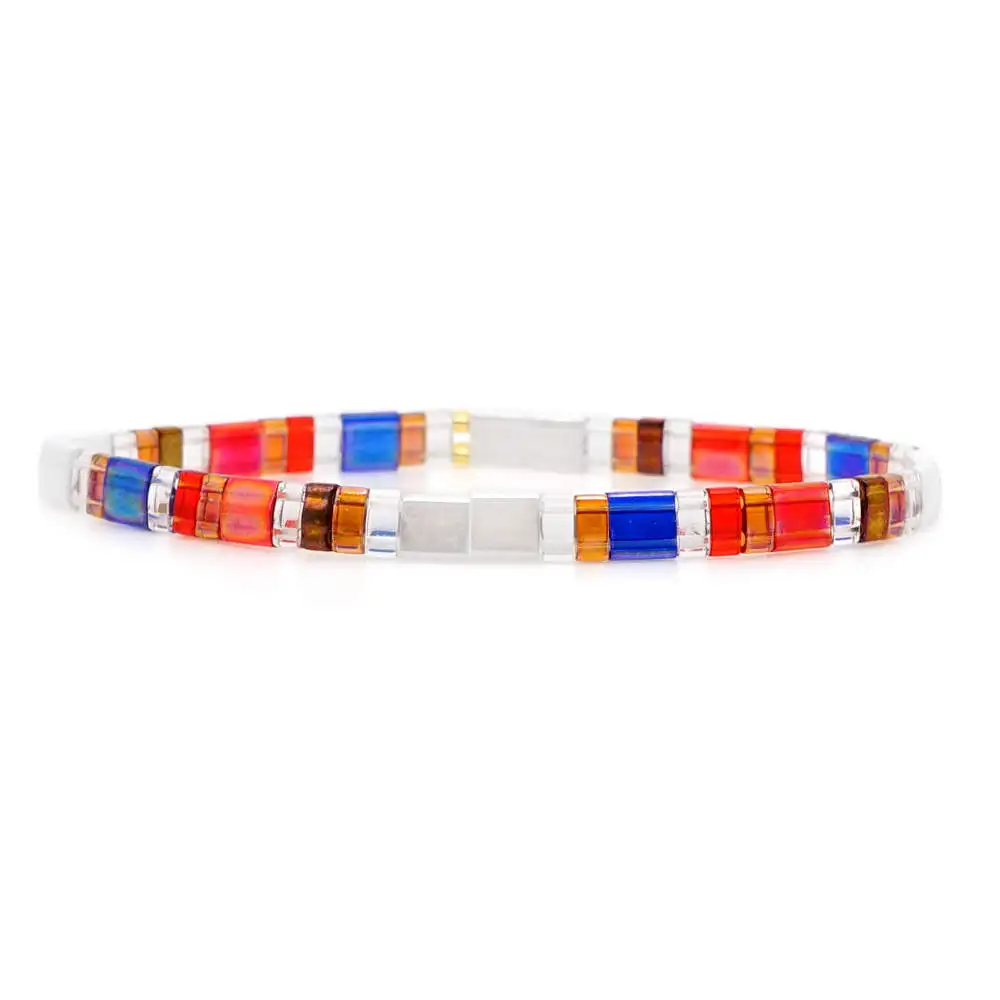 Go2boho MIYUKI браслет Радуга Тила бусины браслеты Pulseira Mujer женские ювелирные изделия Красочные богемные летние пляжные ручной работы - Окраска металла: MI-B190175A