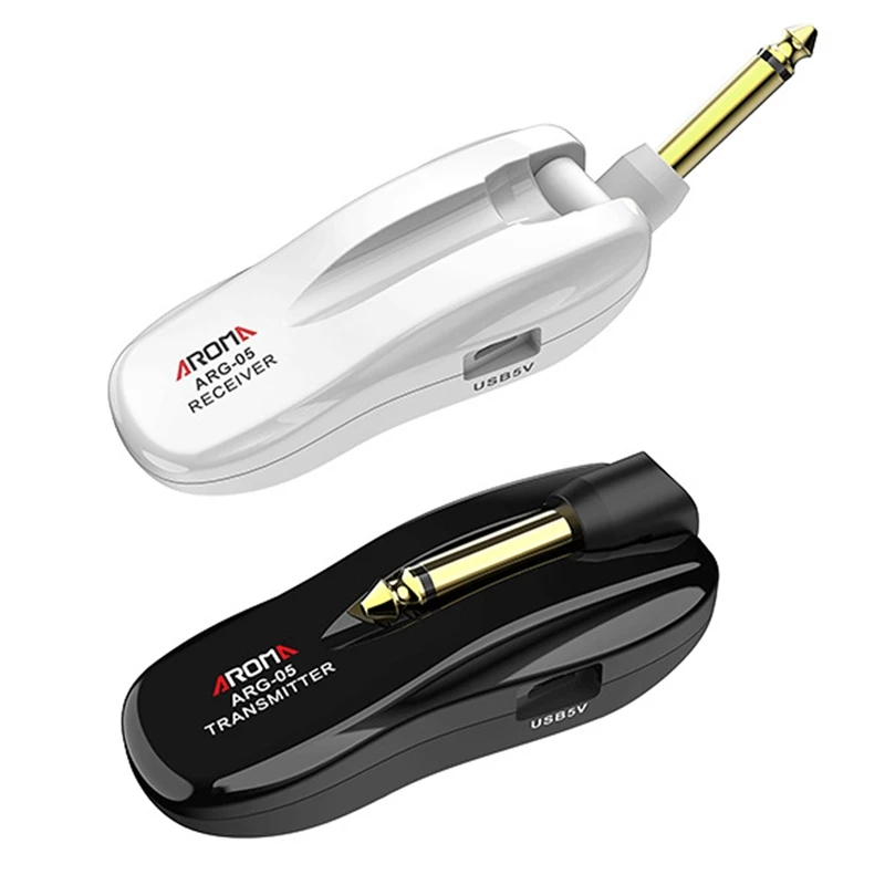 

AROMA 5.8GHz Wireless Guitar System Wireless Audio Electric Guitar Transmitter Receiver 4 Channels Battery Rechargeable