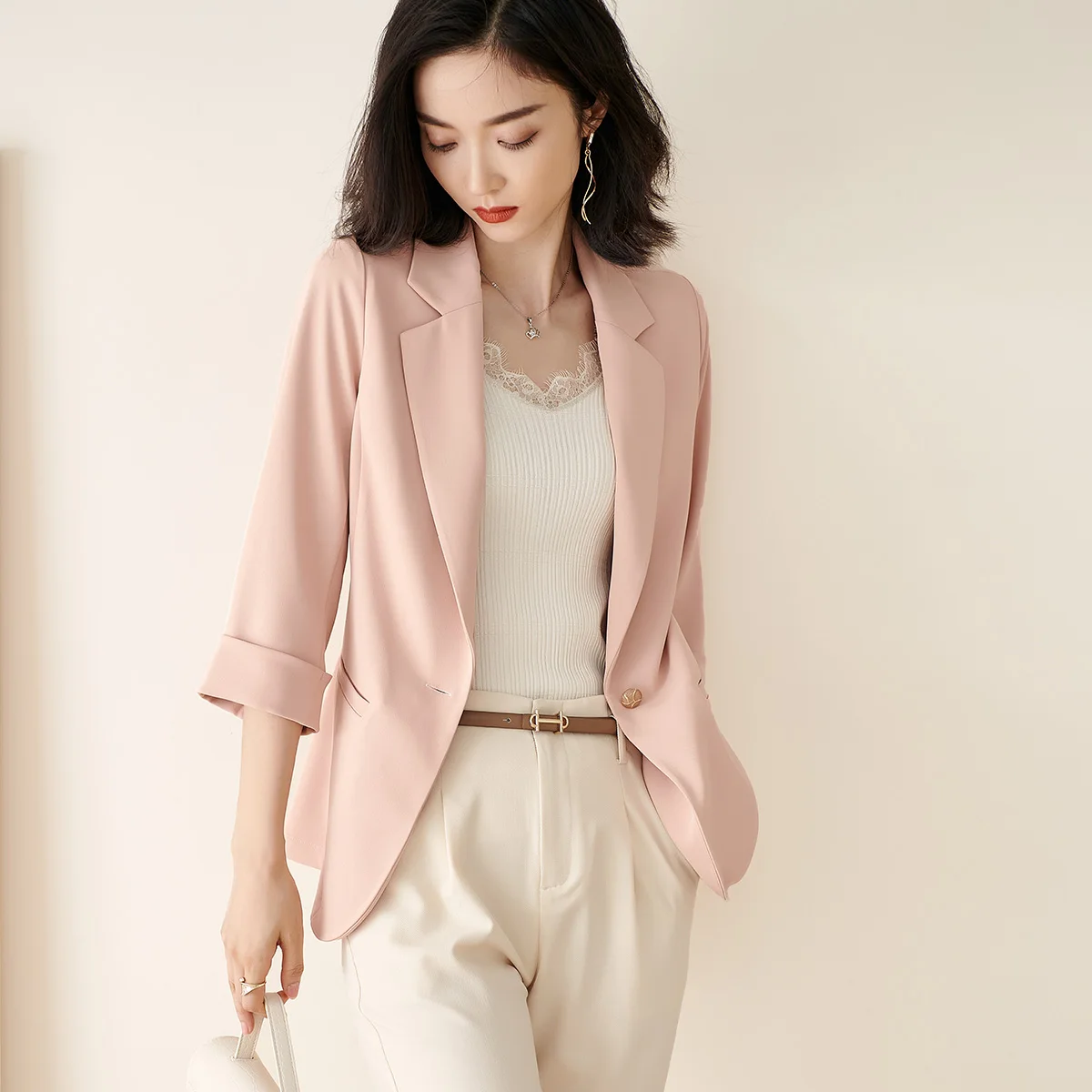 

2021 summer thin small suit, small waist, short suit jacket woman winter blazer 2020 fashion tie dye blazer COTTON