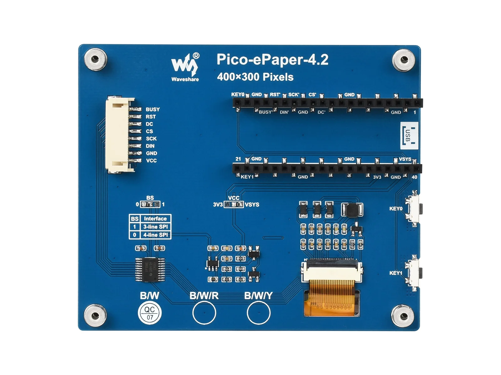 Pico-e Paper-4 2 3 5-дюймовый модуль E-Ink для Raspberry Pi Pico 4 × 300 пикселей черный/белый