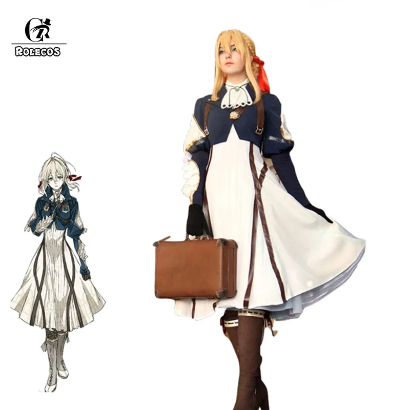 ROLECOS аниме фиолетовый Evergarden косплей костюм белое платье для женщин Косплей