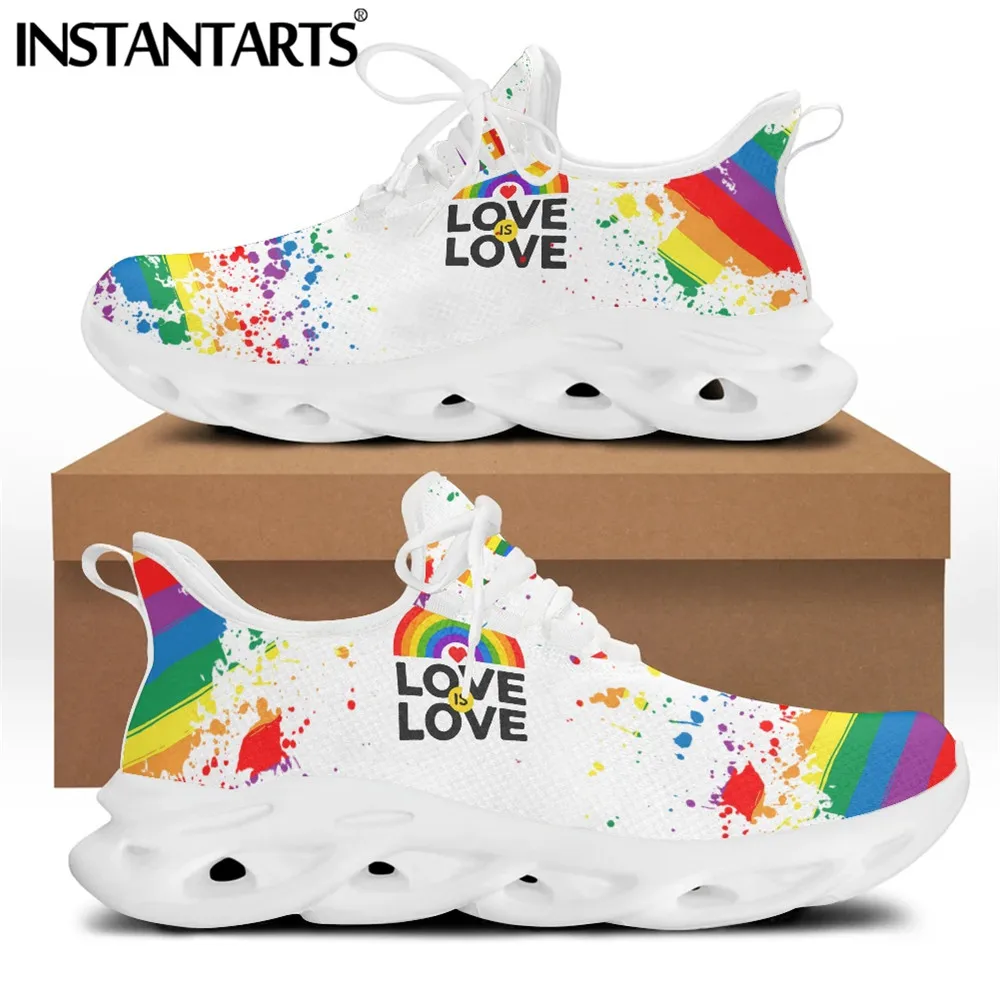 

Женские сетчатые кроссовки INSTANTARTS, повседневные белые кроссовки Радуга, гей, ЛГБТ-флаг, брендовые дизайнерские дышащие кроссовки, обувь на ш...