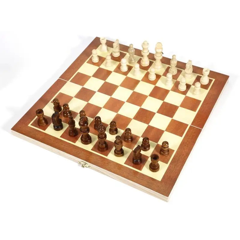 

Folding Wooden International Chess Checkers Set 34*34cm Foldable Board Game Funny Game Chessmen Collection Portable Checkers