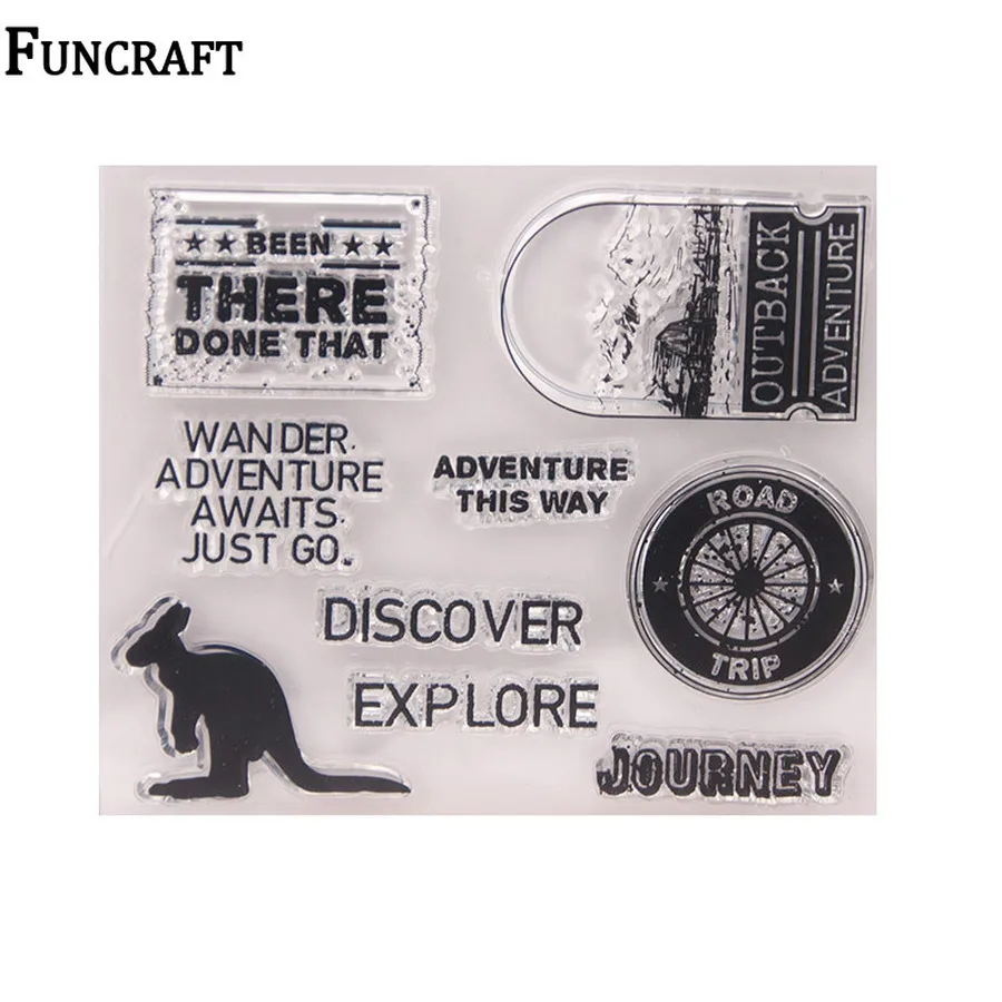 1 лист Wander Adventure Откройте для себя буквы колеса прозрачные резиновые штампы