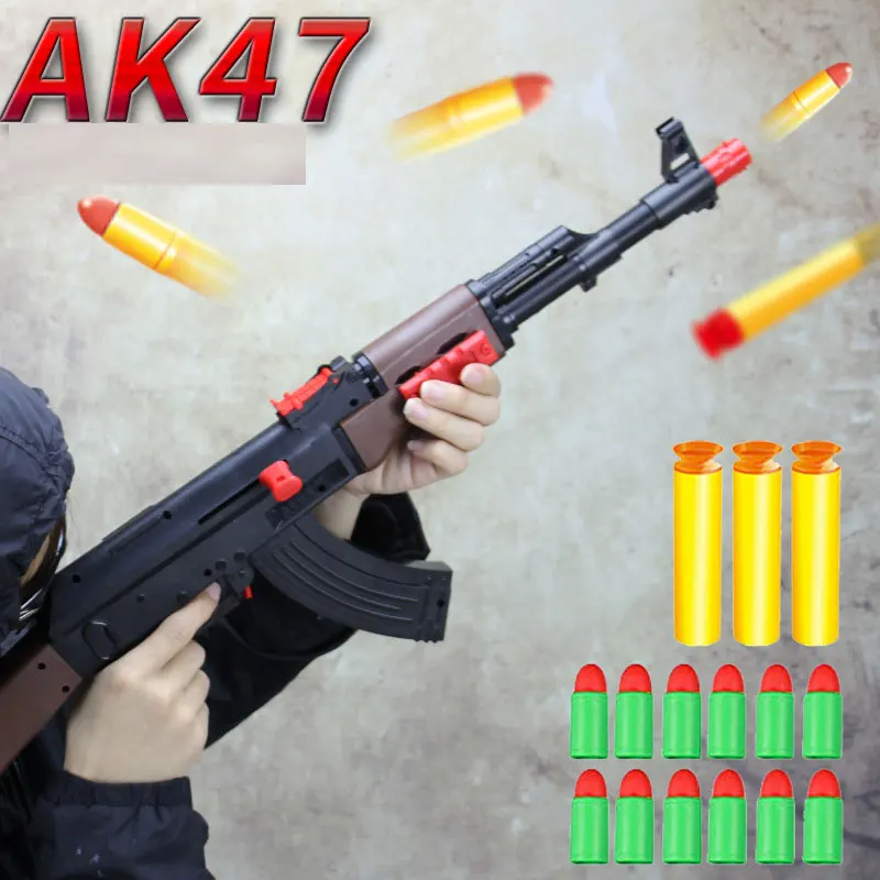 Мягкая резиновая пулевая винтовка AK47 пистолет игрушка для страйкбола ручная