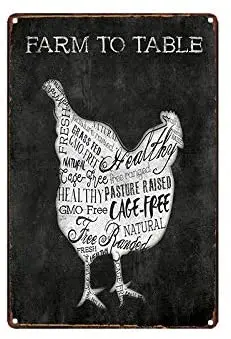 

Farm to Table Chicken Metal Tin Sign Indoor & Outdoor Home Bar Coffee Kitchen Wall Decor Metal Poster 12x16 inch
