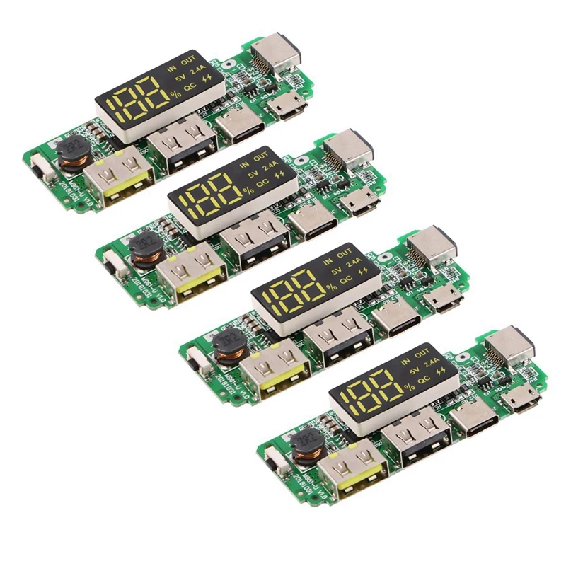 4 шт. 18650 зарядная Плата Dual USB 5 В 2.4A Мобильный блок питания 186 50 литиевая батарея
