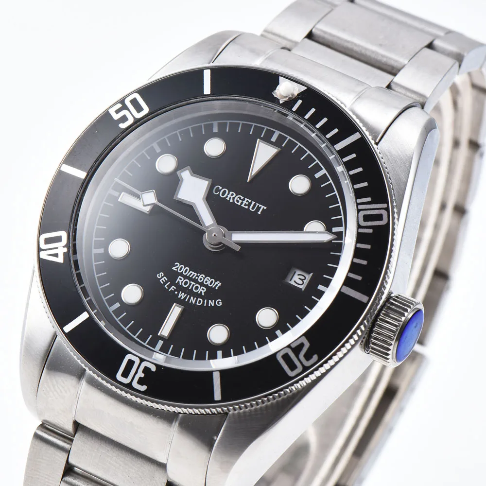 Corgeut 41mm Automatic Mens Watch Luxury Mechanical sapphire luminous Waterproof swim male sport clock Wristwatch | Наручные часы