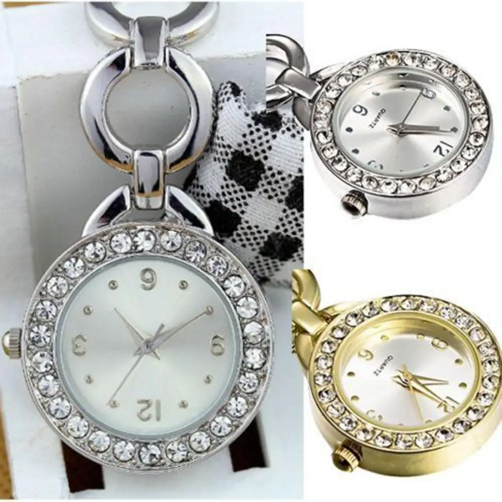 Luxury Rhinestone Round Dial Nurse Watch Brooch Pin Quartz Fob Pocket Watch