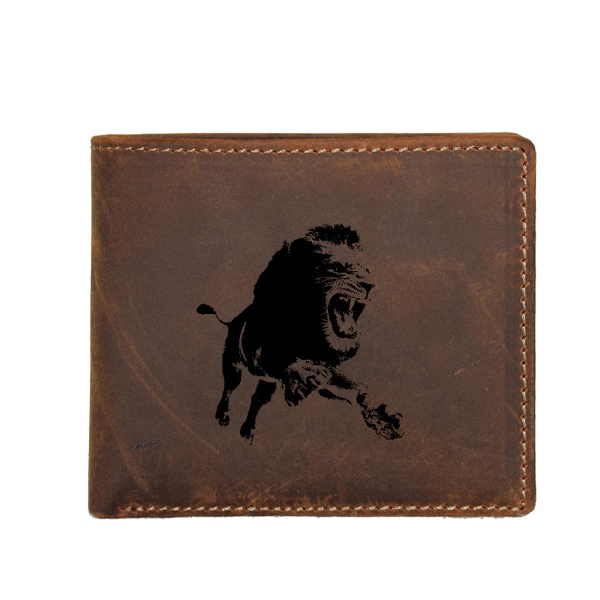 С выгравированным изображением Льва бумажник Для мужчин с отделением для карт