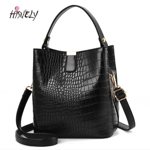 2022 retro alligator bucket bags women crocodile pattern handbag capacity casual pu leather shoulder messenger bags ladies purse free global shipping