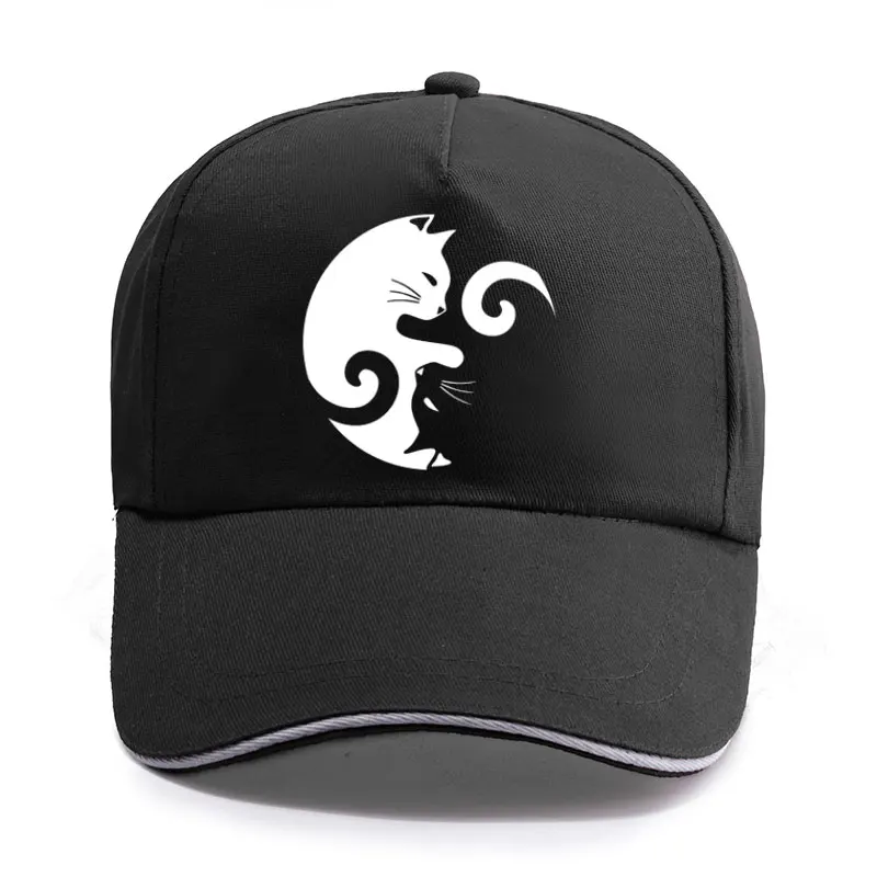 

Хлопковые бейсболки для дальнобойщиков Tai Chi, черно-белая облегающая бейсболка для мужчин и женщин, унисекс модные Мультяшные шапки с животн...