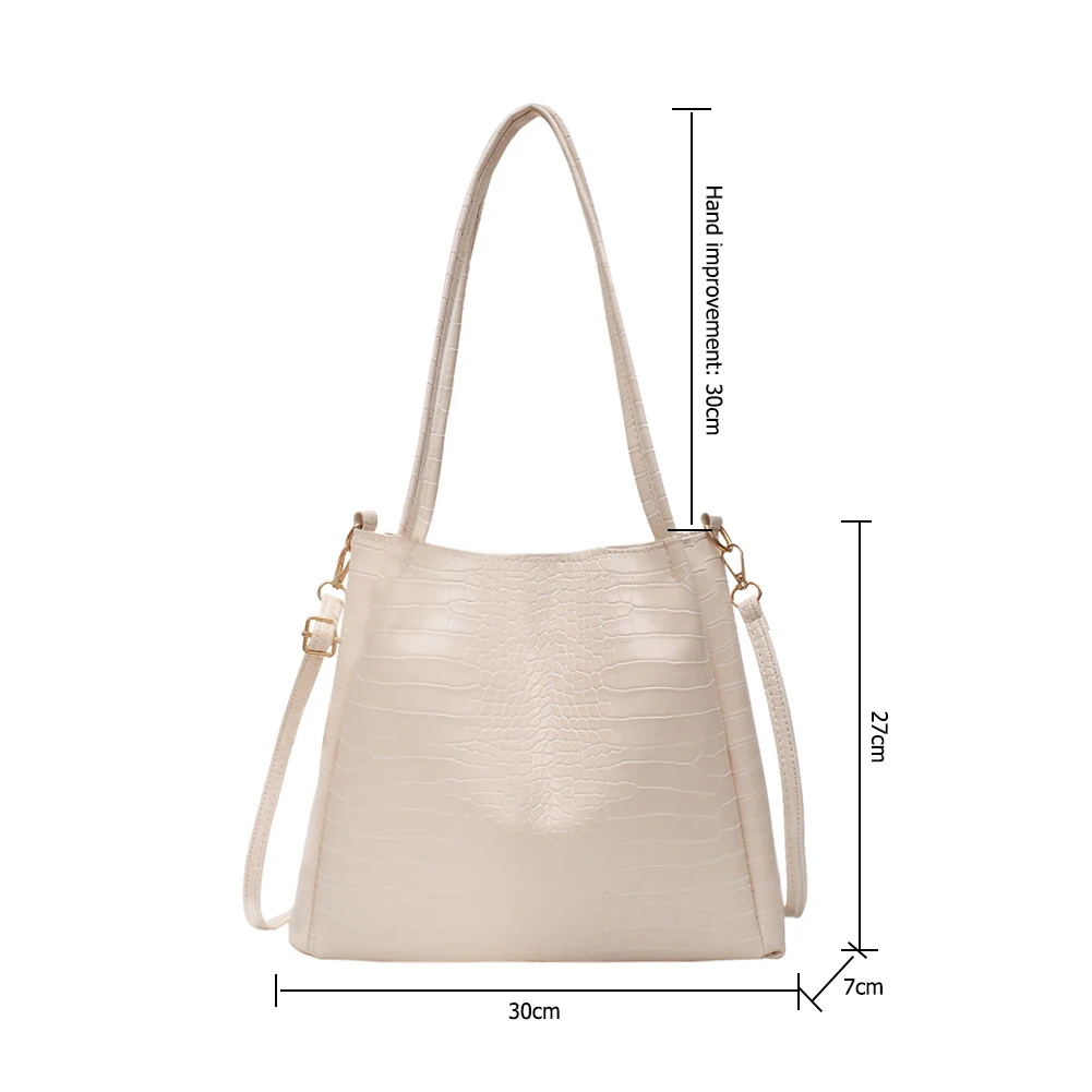 

Fashion Alligator PU Women Shoulder Bag Lady Large Capacity Bucket Tote Handbags Popular Simple Female Daily Bag