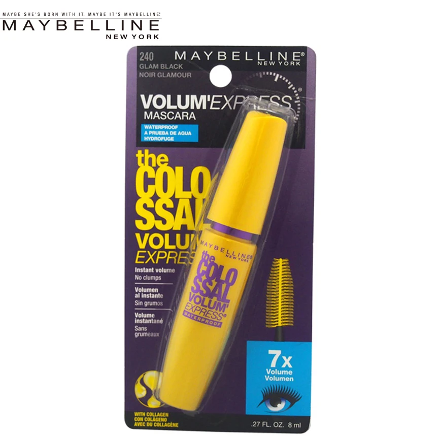 

Maybelline колоссальная Водостойкая тушь для ресниц Volum Express-#240 Glam Black для женщин-0,27 унций тушь для ресниц