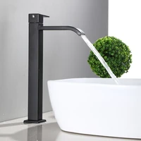 bathroom black faucet waterfall 304 stainless steel washbasin single cold water tap bathroom accessories basin handle faucets