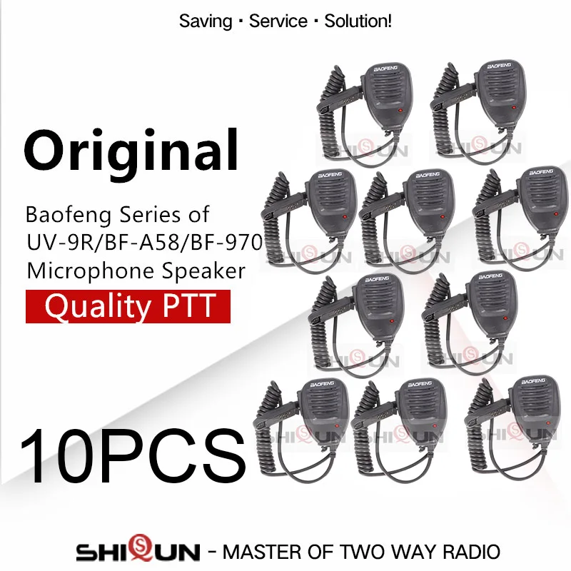 10PCS BAOFENG Walkie Talkie PTT микрофон динамик для UV-9R BF-A58 BF-9700 совместим с UV-XR UV-9R плюс GT-3WP UV-5S RT6 - Цвет: 10PCS