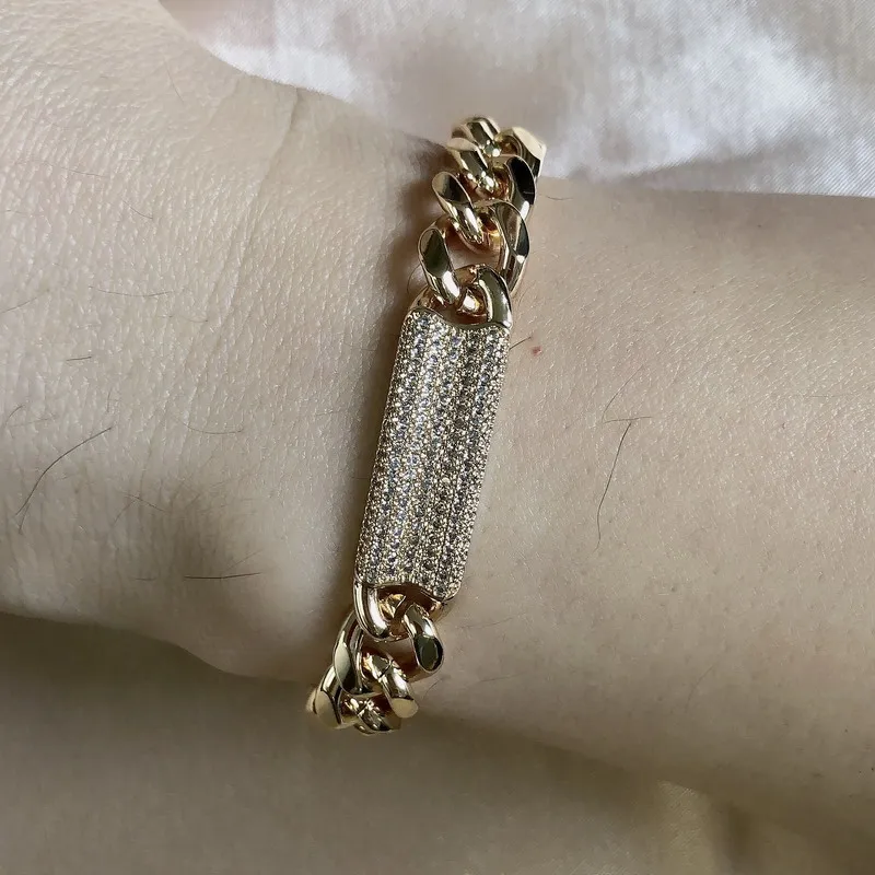 Модный классический браслет известного бренда медный циркониевый блестящий