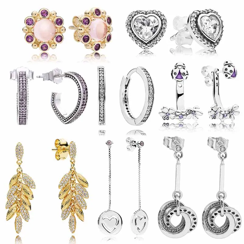 

Серьги-кольца женские из серебра 925 пробы с золотистым сердцем