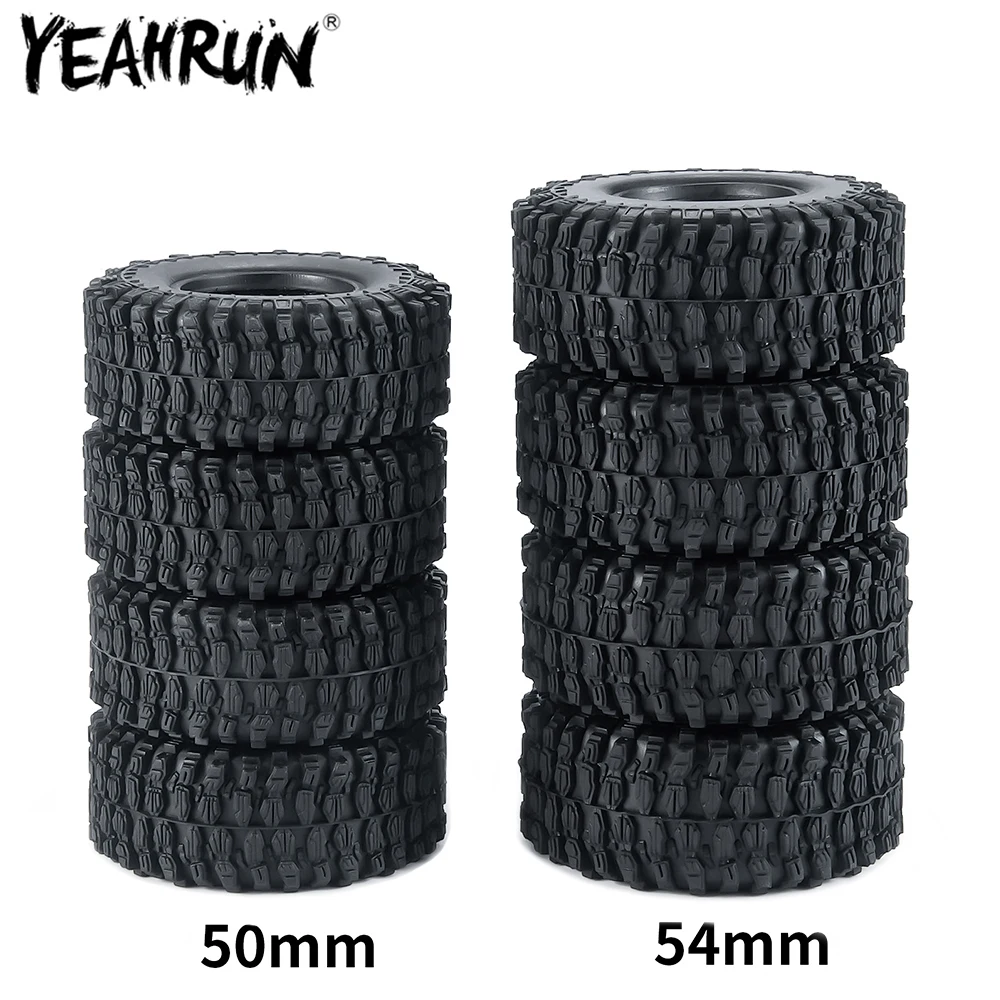 

YEAHRUN 4Pcs 1.0 inch Rubber Wheel Tires 50mm 54mm For Axial SCX24 AXI00001 AXI00002 AXI00005 AXI00006 90081 1/24 RC Crawler Car