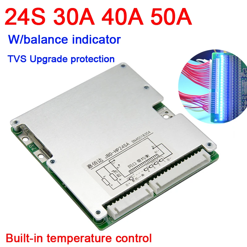 

24S 86V 72V 50A 40A 30A 3.7V lithium battery protection board BMS Li-ion lifepo4 LED balance indicator 20S 22S 16S 60V 48V 13S