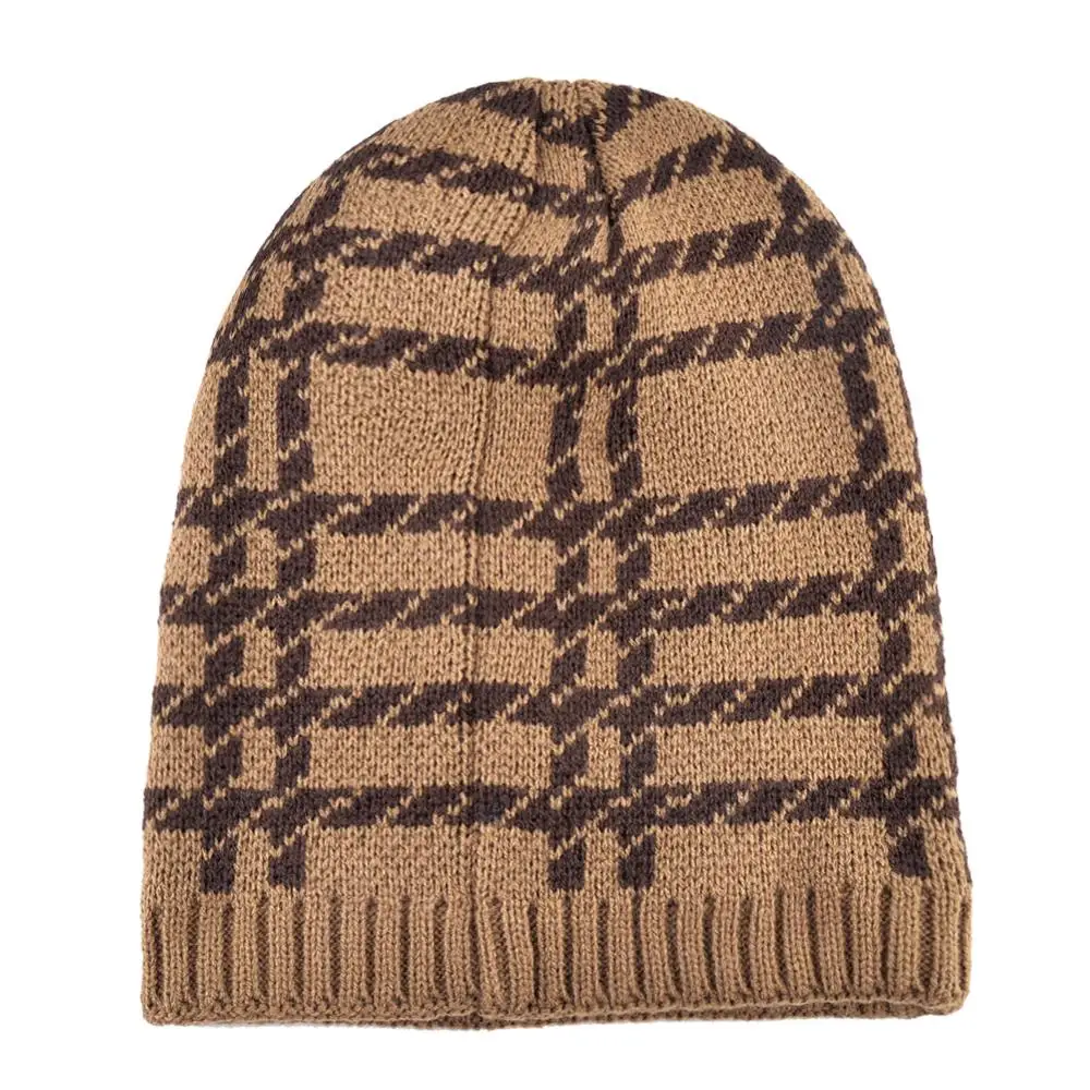 Зимние шапки бини для мужчин Однотонная вязанная Цвет полосатый капот мужские и