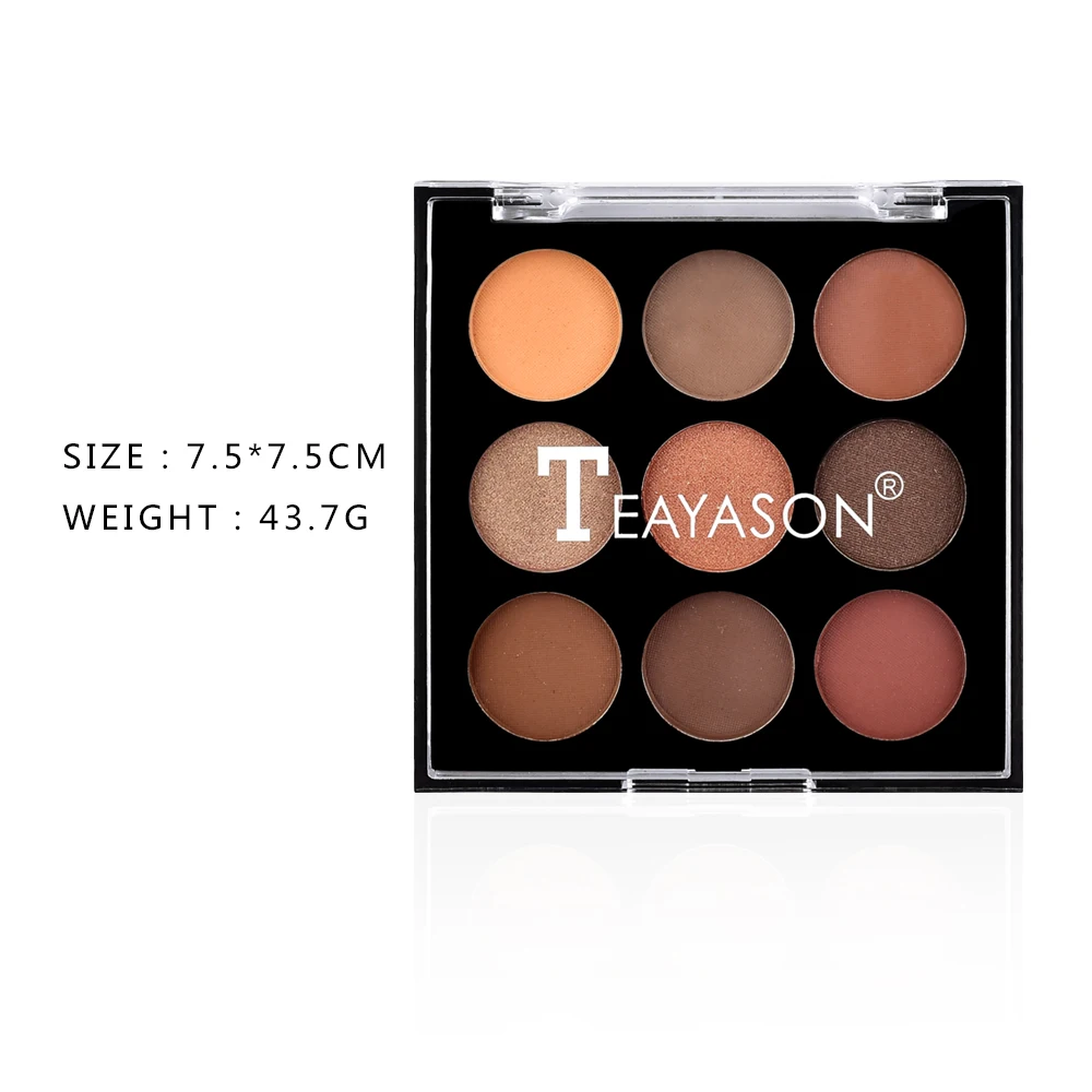 Тени для век Teayason nude eyeshdaow палитра 9 видов цветов темно серый пигмент долговечные