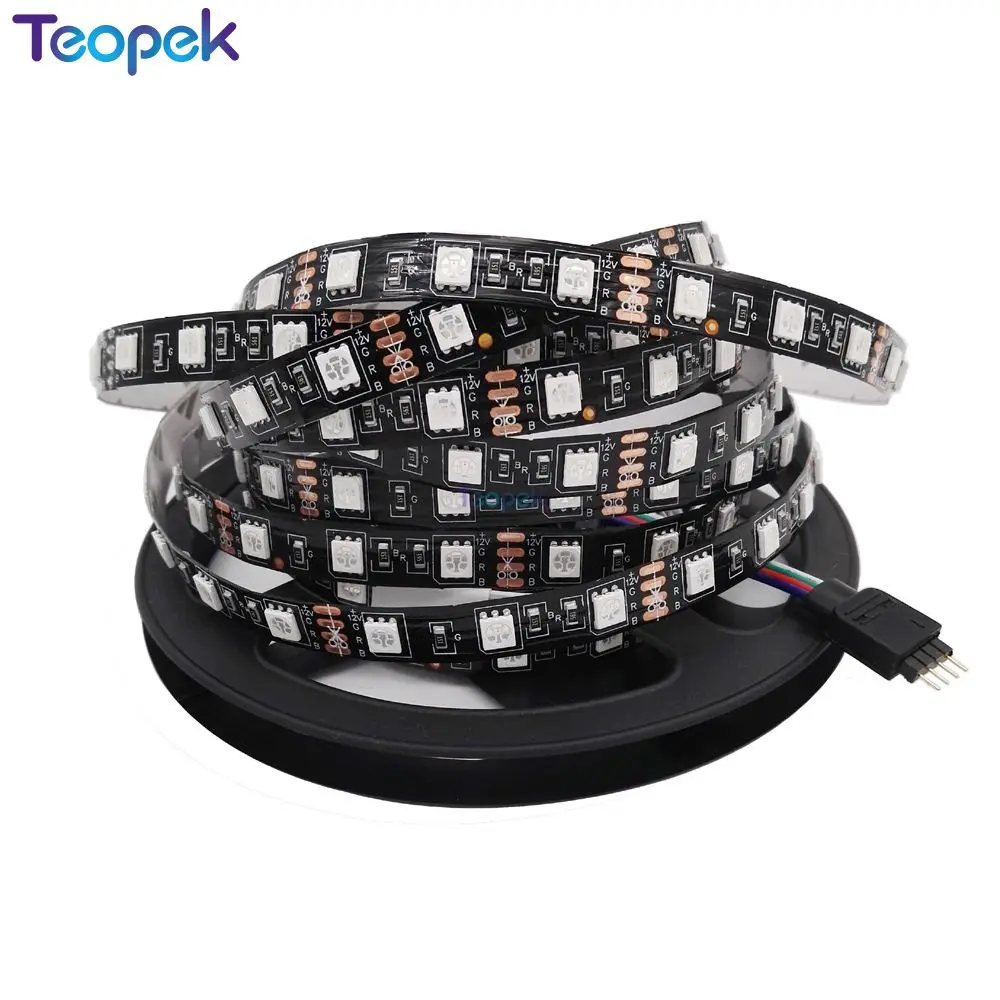 Черный PCB 5050 светодиодные ленты, DC12V, 60 Светодиодный/м, 5 м 300 светодиодный, IP20/IP65/IP67 водонепроницаемый, RGB, белый, теплый белый, красный, зеленый, синий