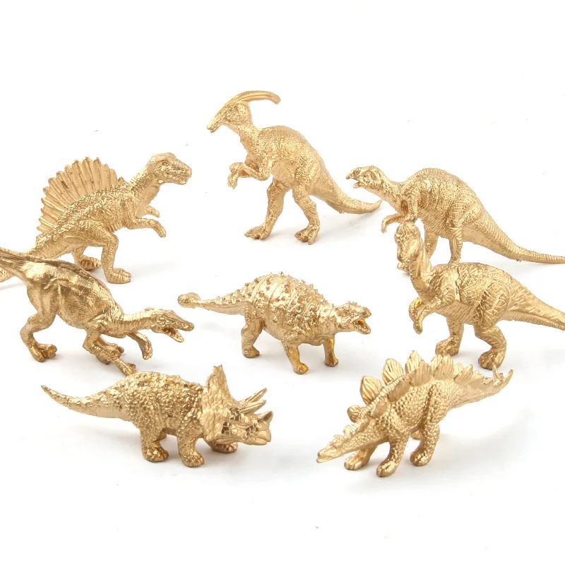 Набор из 14 моделей золотых динозавров тираннозавр птеродактил день рождения