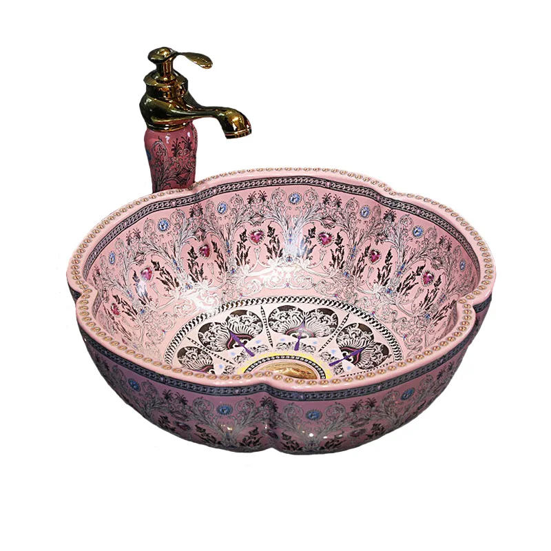 JS B0142 художественная керамическая раковина круглая столешница для ванной