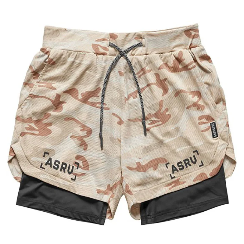 Мужские шорты 2 в 1 для бега тренажерного зала фитнеса тренировок быстросохнущие