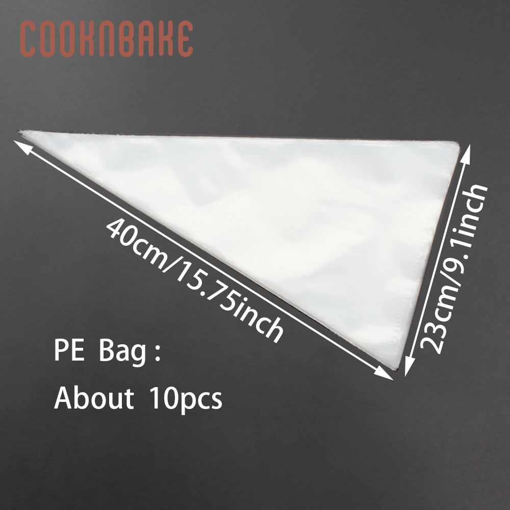 16inch COOKNBAKE 10 шт./компл. PE кондитерских мешков для крема одноразового поддона для торта кондитерский мешок советы сумка прозрачный инструмент для декорирования тортов глазировки сумки - Цвет: 16inch