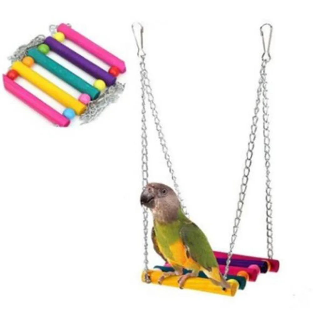 Птица игрушки для домашних птиц попугаи хомяк гамак качели подвесной мост