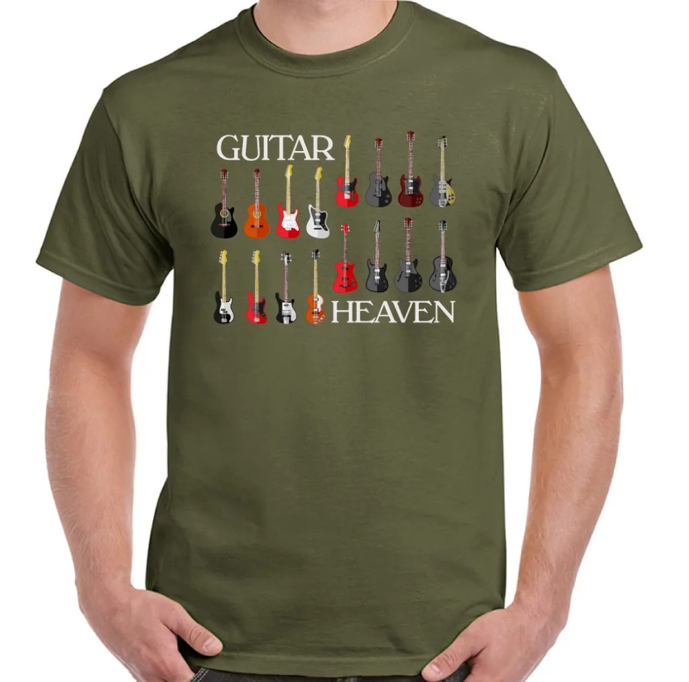 

Guitar Heaven Mens Funny Guitarist T-Shirt Electric Acoustic Bass Rock Music Newest 2021 Men Summer Short Sleeves Cotton T Shirt
