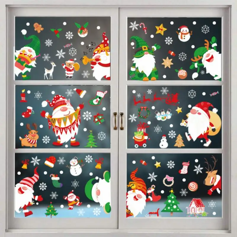 

9 Sheet Merry Christmas Wall Stickers Santa Luminous Snowflake Window Decals Clings For Glass Window Christmas Ornaments 2022