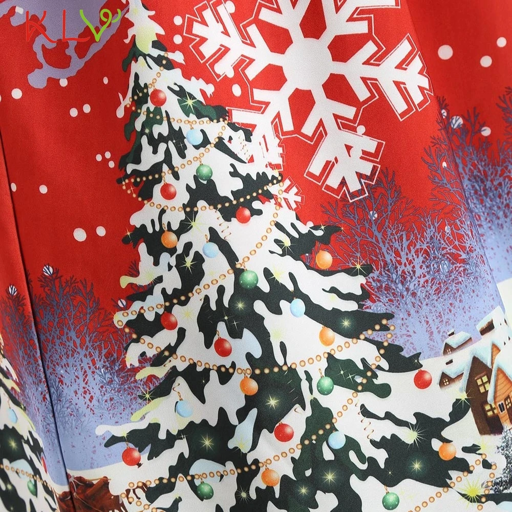 Рождественское платье с открытыми плечами винтажное вечернее принтом снежинки
