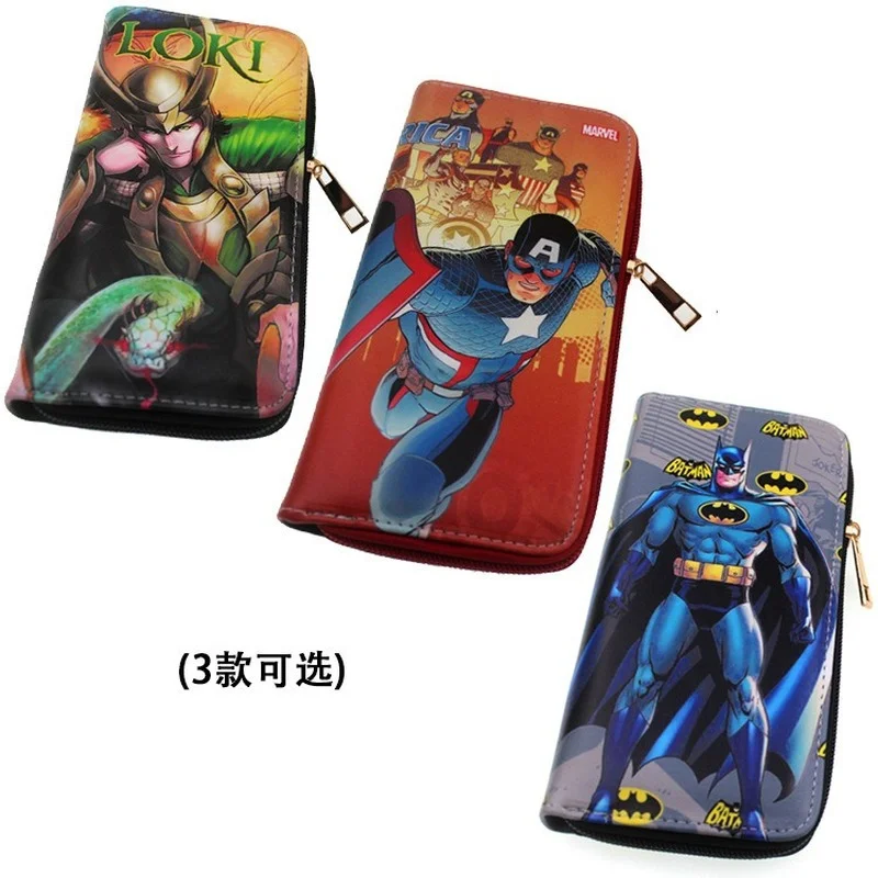 

Trendy Explosive Marvel Peripheral Avengers Team USA Long Wallet Thor Coin Wallet Zipper Batman Blue Mobile Wallet