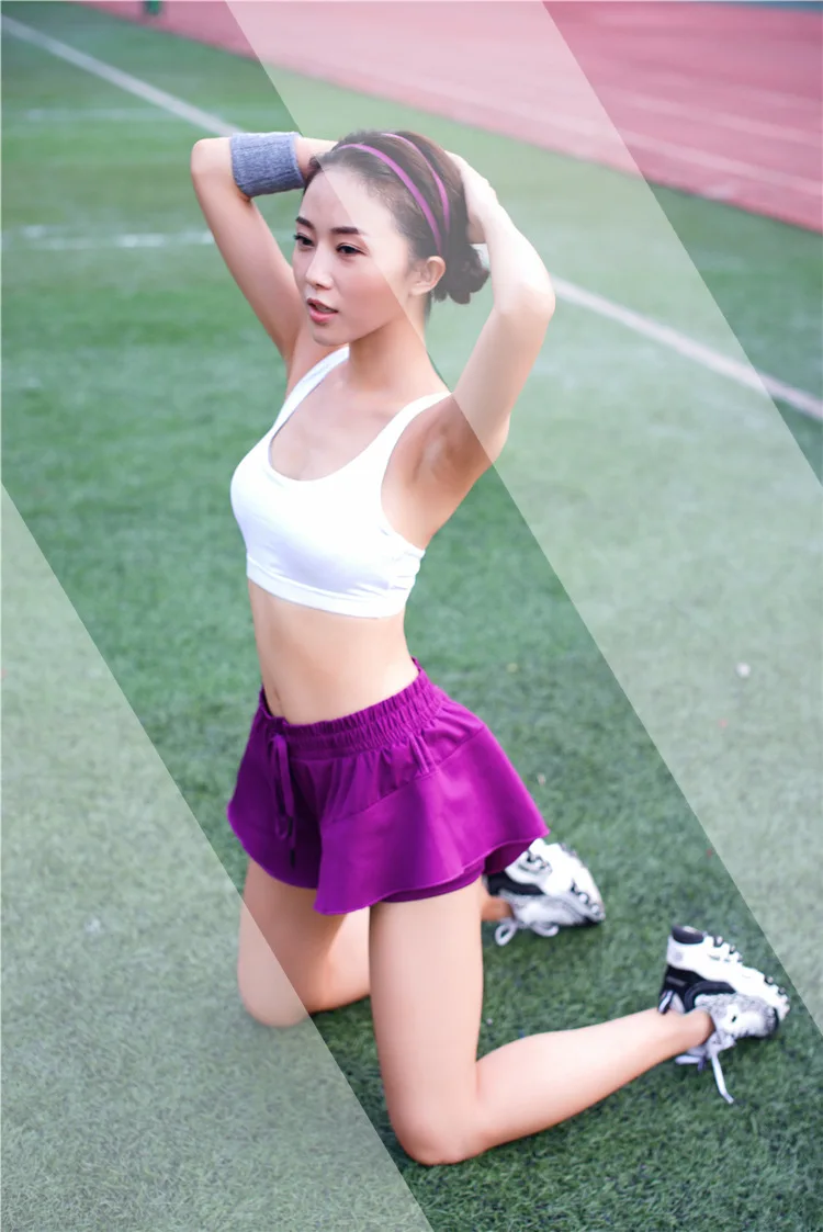 

NWT 2021 Women Summer sport running shorts Tennis skirt quick dry elastic waist two pieces fitness gym shorts