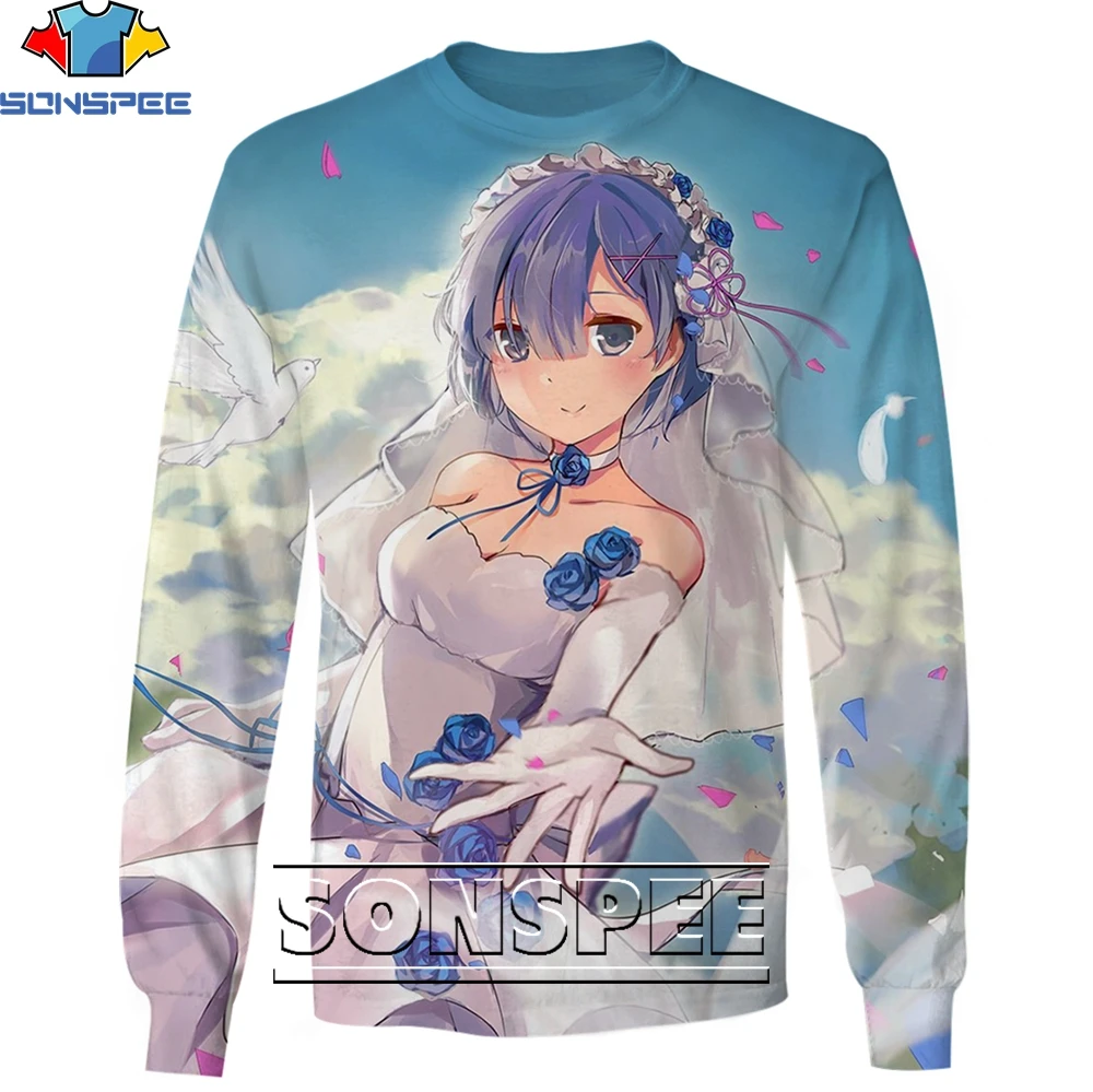 

SONSPEE Anime Re:Zero Rem Ram Cute Sweatshirt 3D Printing Men Women’s Spring Autumn Harajuku Man Oversize Sweatshirts Kids Top