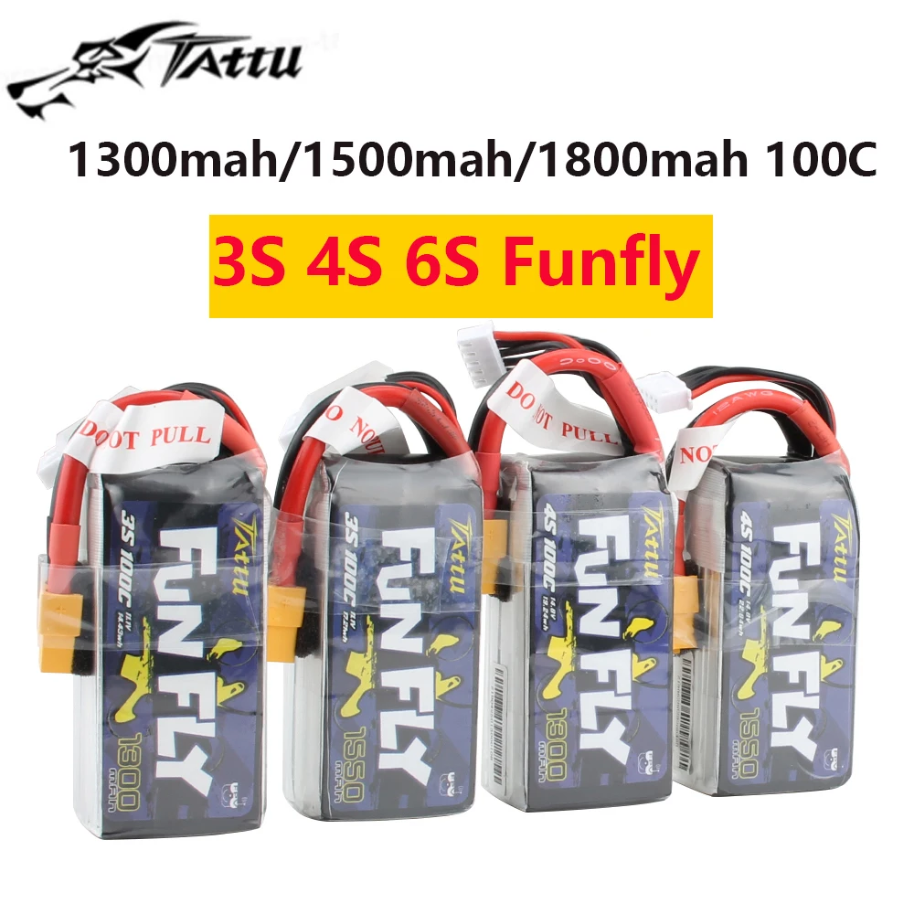 Аккумулятор TATTU FUNFLY Lipo для FPV дрона батарея 1300 мАч 1550 1800 3S 4S 6S 11 1 В 14 8 в 22 2 100C Разъем