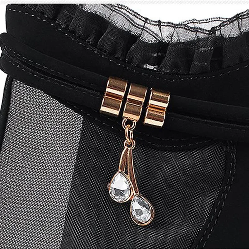 Женские римские сапоги размера плюс с открытым носком на очень высоком каблуке