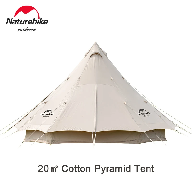 

Naturehike 20㎡ Camping Pyramid Tent 3-4 Person Sun Shelter Family Tent With Chimney Mouth Outdoor Travel Leisure Large Space