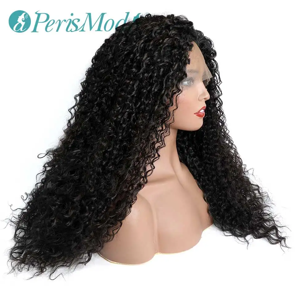 Парик черный длинный кудрявый на сетке с детскими волосами для женщин перистмода