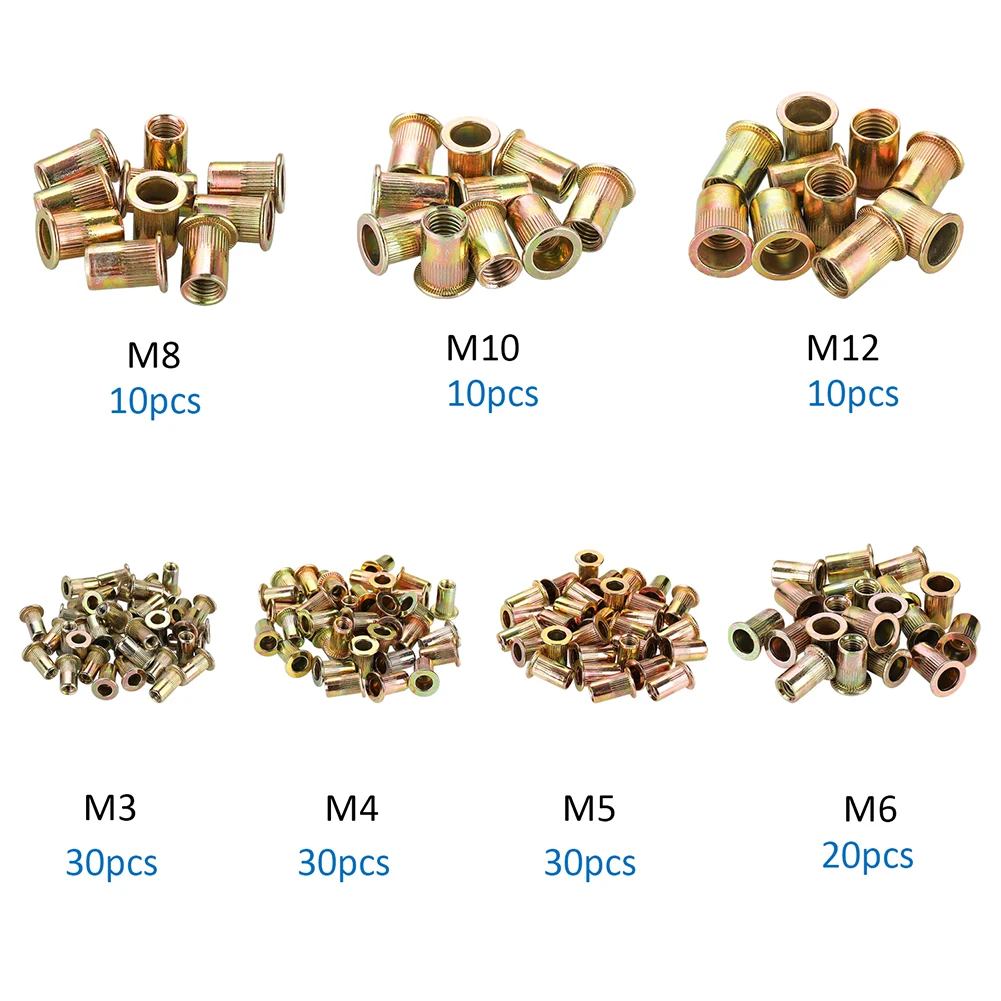 

M3-M12 Threaded End Nutsert 140PCS Rivet Threaded Tool Kit Nutsert Riveter