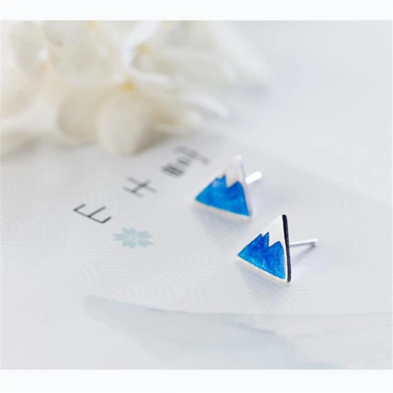 100% Стерлинговое Серебро 925 пробы трендовая ледяная горная треугольная серьга