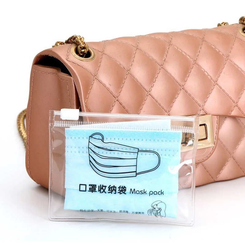 

2 Sizes Mask Storage Bag Mask Storage Clip Zipper Storage Manager Portable Mask Holder Mask Folder Moisture-proof Mascarillas