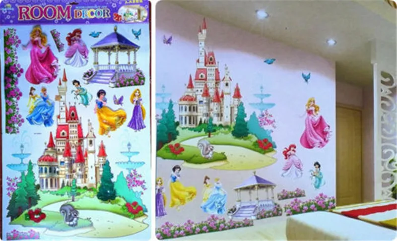 Removable Kids' Bedroom 3D Princesses Castle Wall Stickers Mural Art Decal Decor | Дом и сад