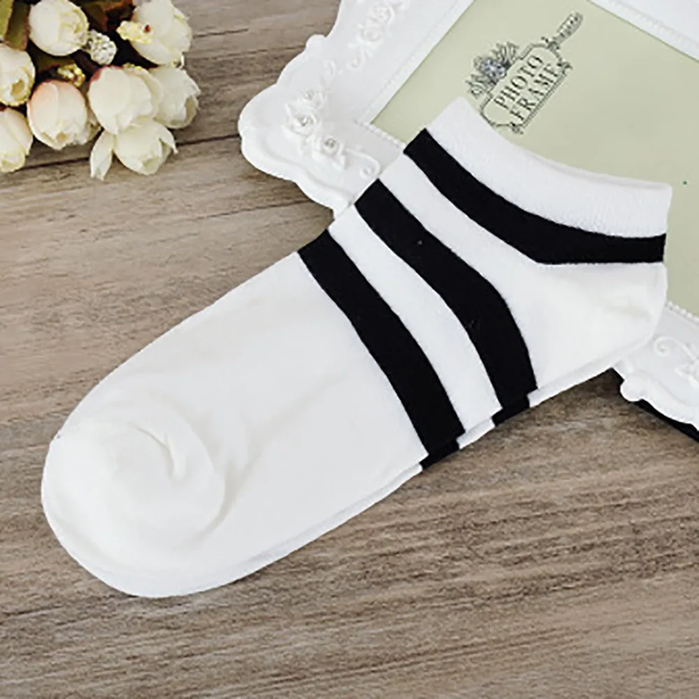 

5pcs Winter Short Socks Striped Cotton Socks Women Men Soft Breathable Blend Elastic Warm Wear Resistant Short Socks Unisex Gift