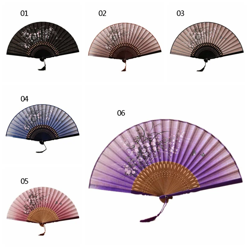 Высокое качество китайский веер складной ручной из шелка и бамбука винтажный