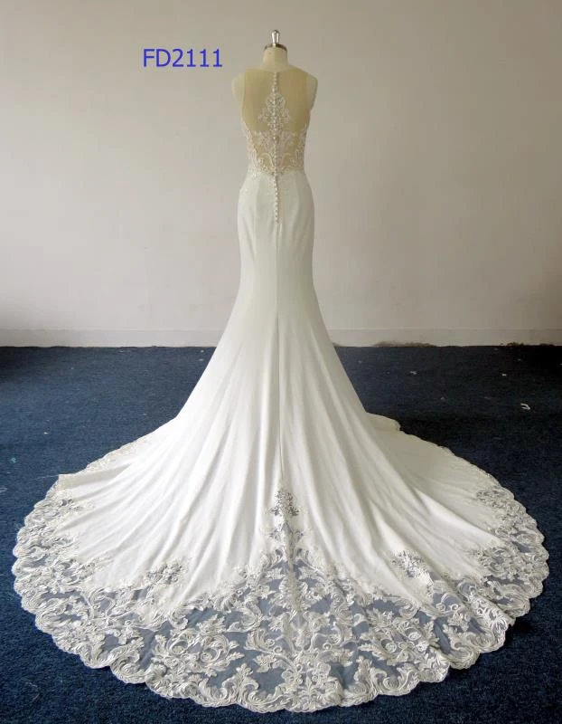 2020 new simple boat neck sleeveless beach long train trumpet fish tail mermaid wedding dress plus size vestido de noiva